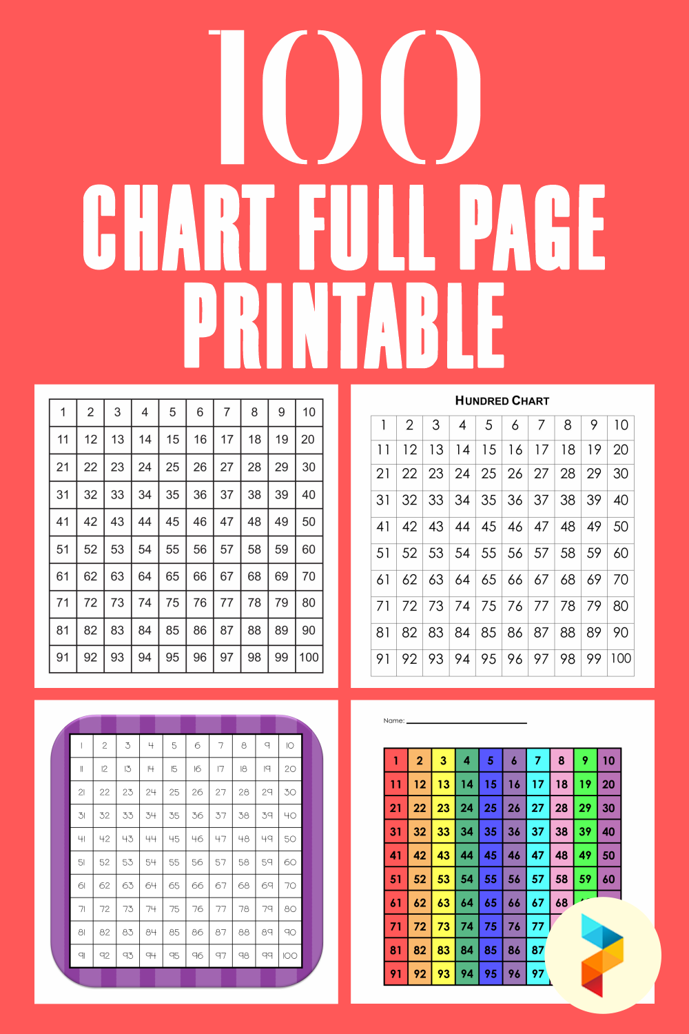 100 Chart Full Page Printable