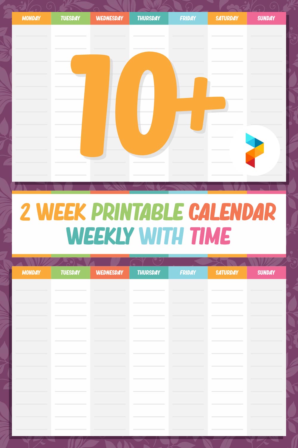 2 Week  Calendar Weekly With Time