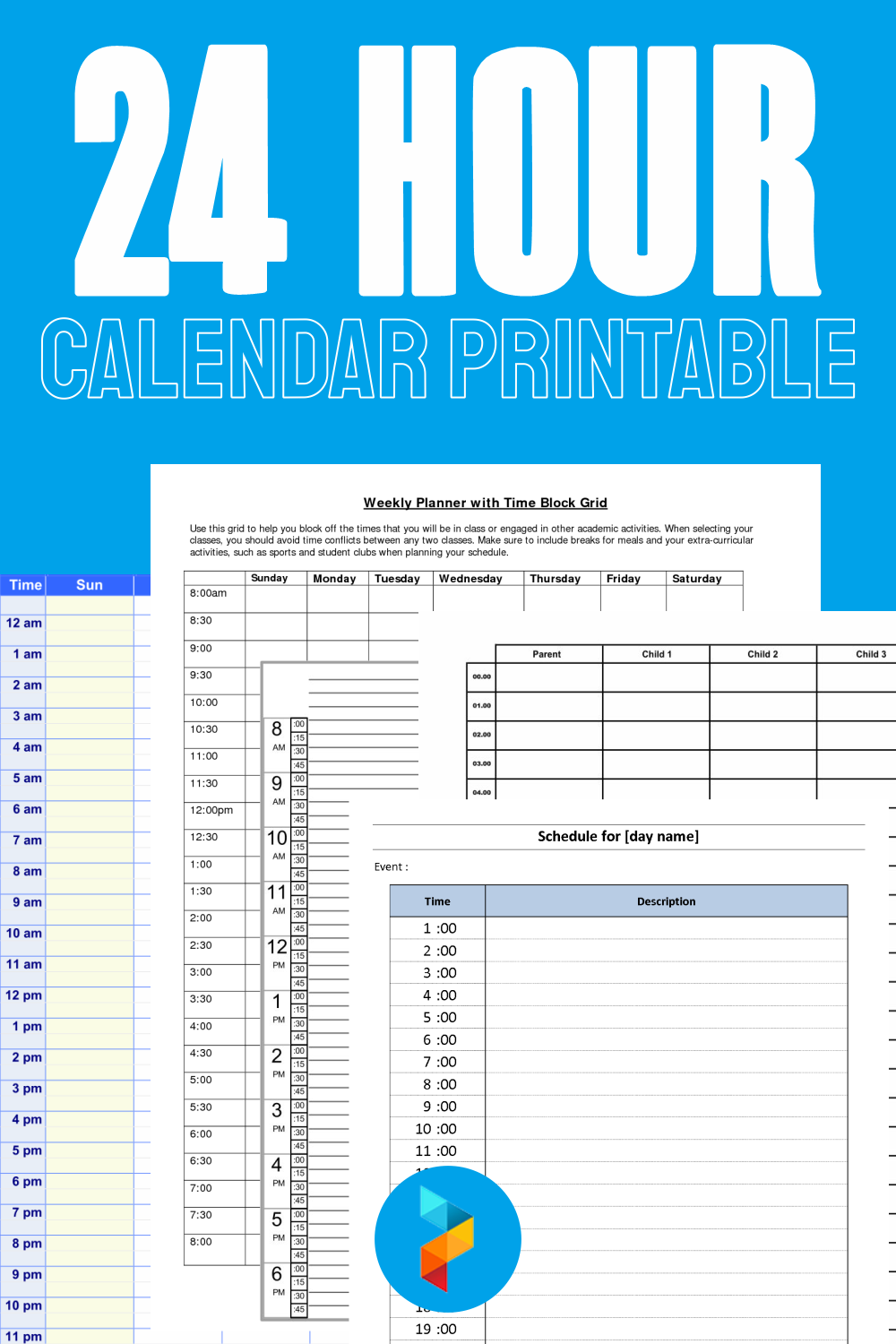 24 Hour Calendar Printable