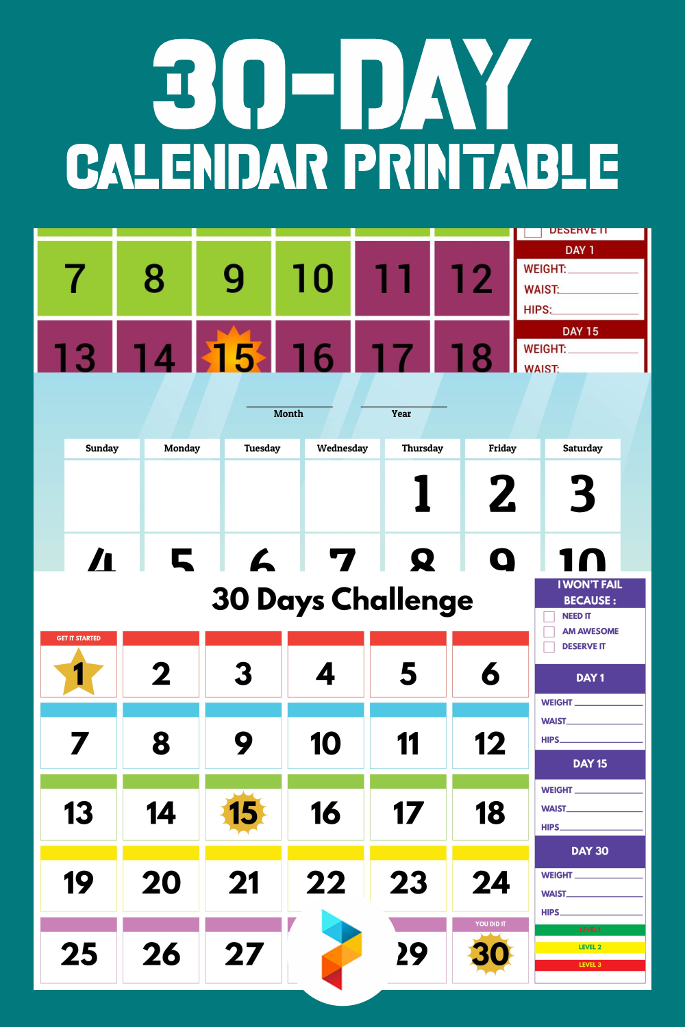 10 Best 30 Day Calendar Printable Printablee
