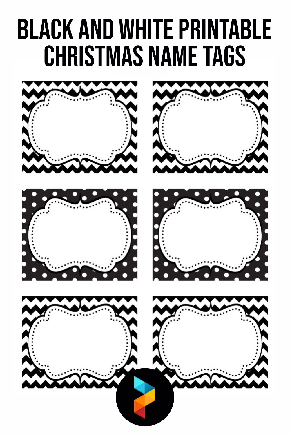 7 Best Black And White Printable Christmas Name Tags - printablee.com