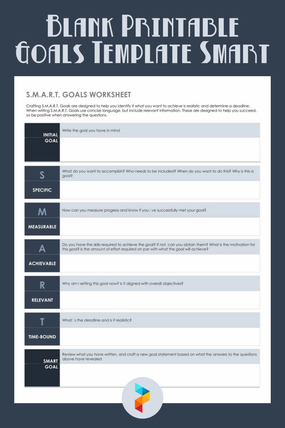 10 Best Blank Printable Goals Template Smart - printablee.com