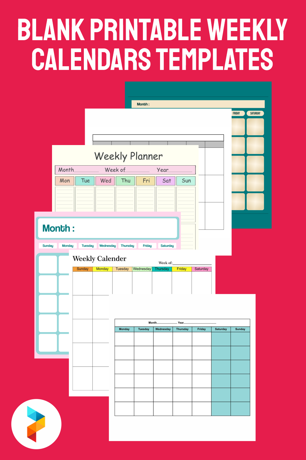 8 best blank printable weekly calendars templates