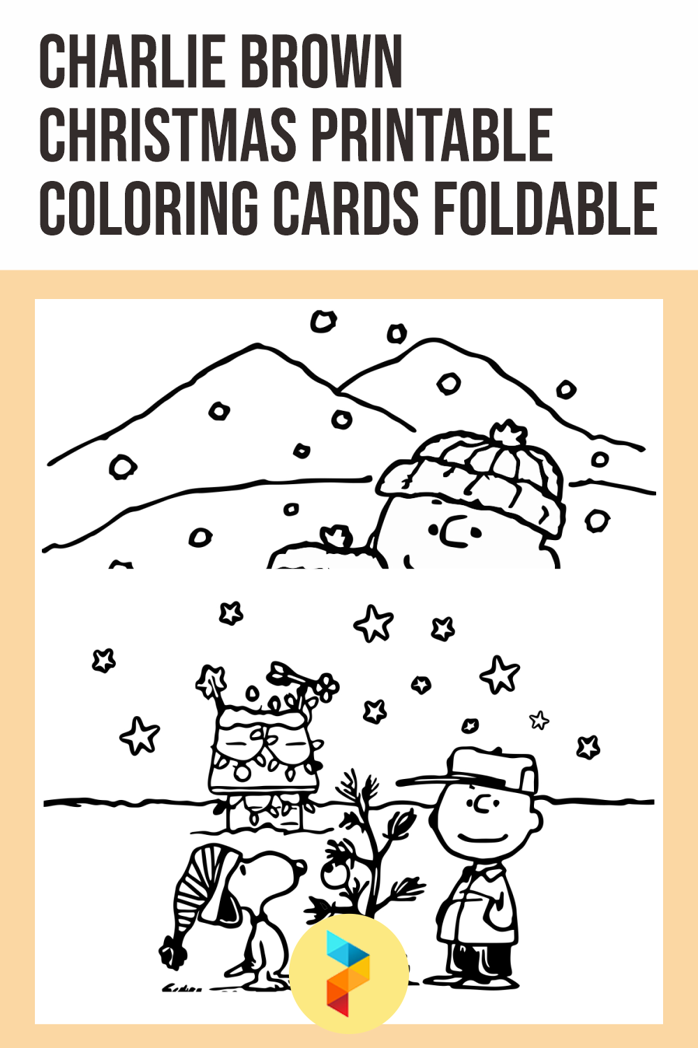 Charlie Brown Christmas  Coloring Cards Foldable