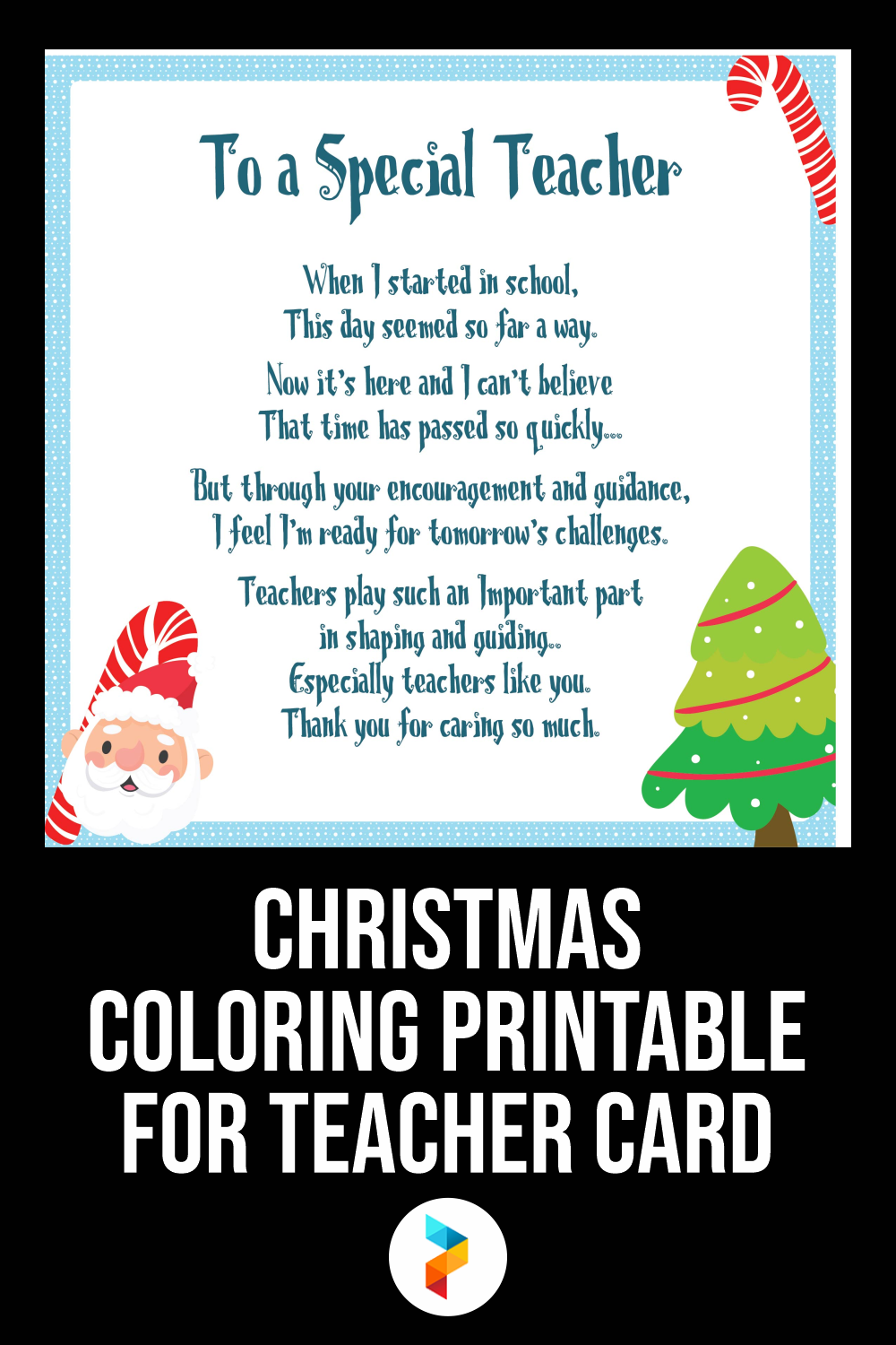 Christmas Coloring Printable For Teacher Card