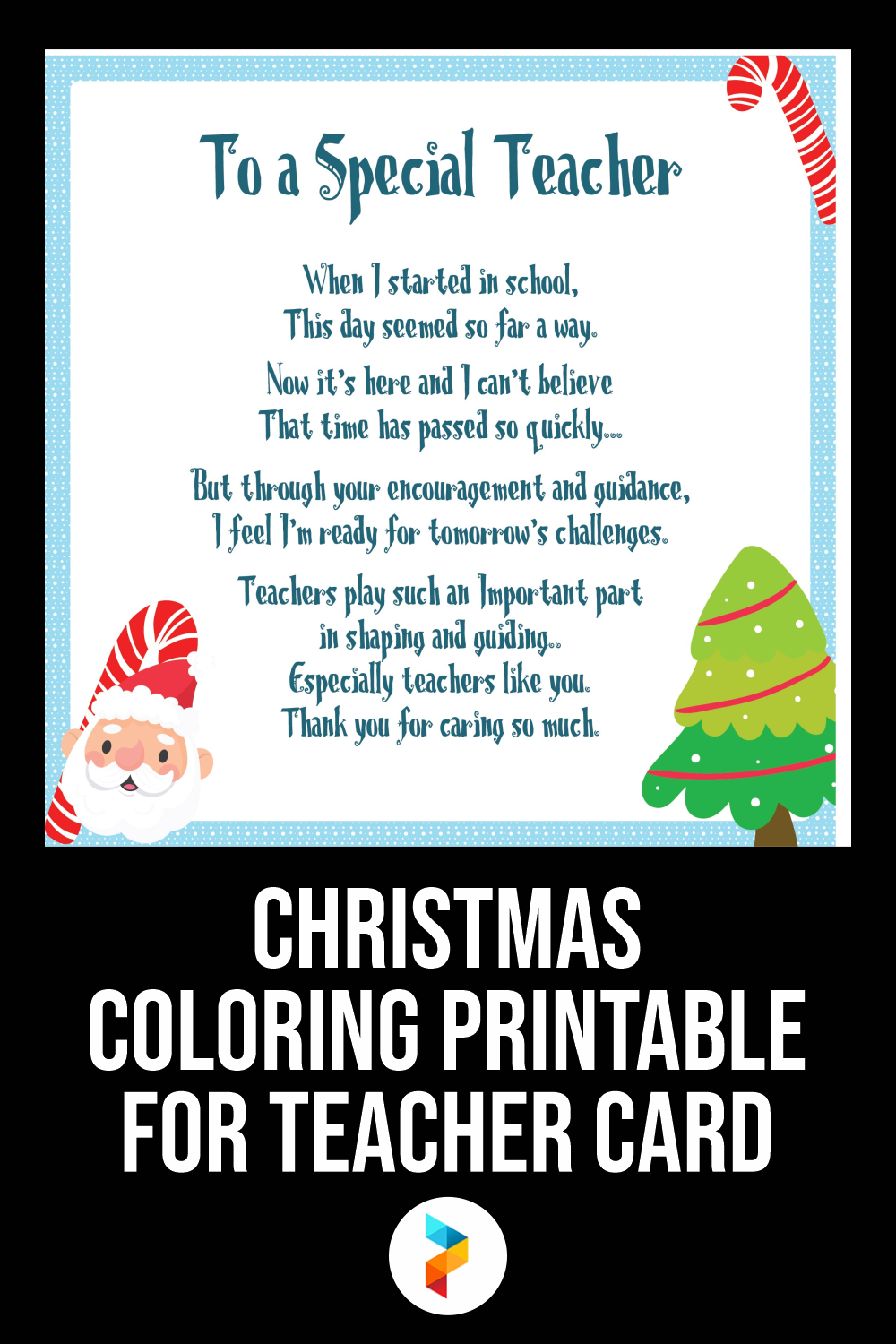 Christmas Coloring For Teacher Card