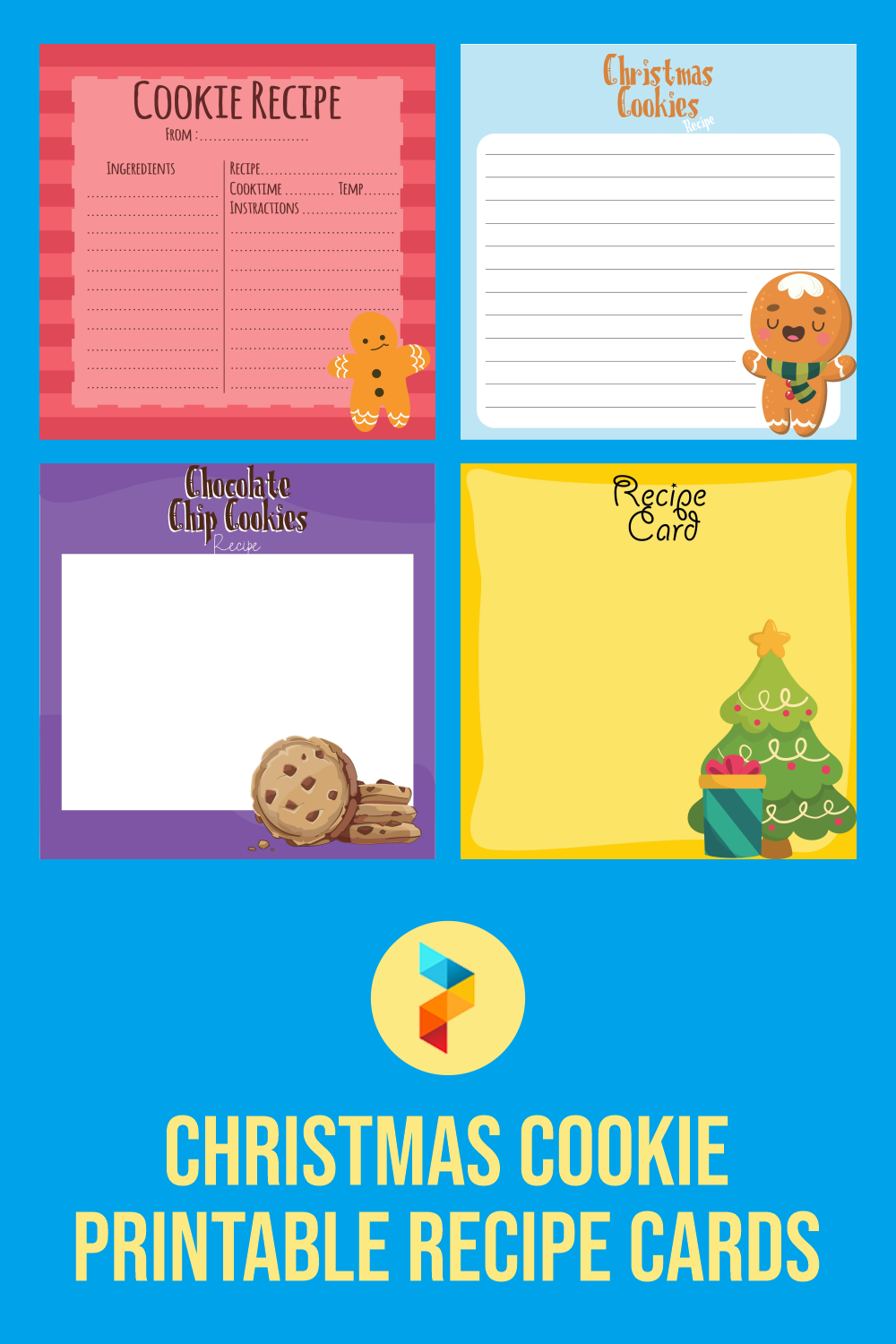 Christmas Cookie Printable Recipe Cards