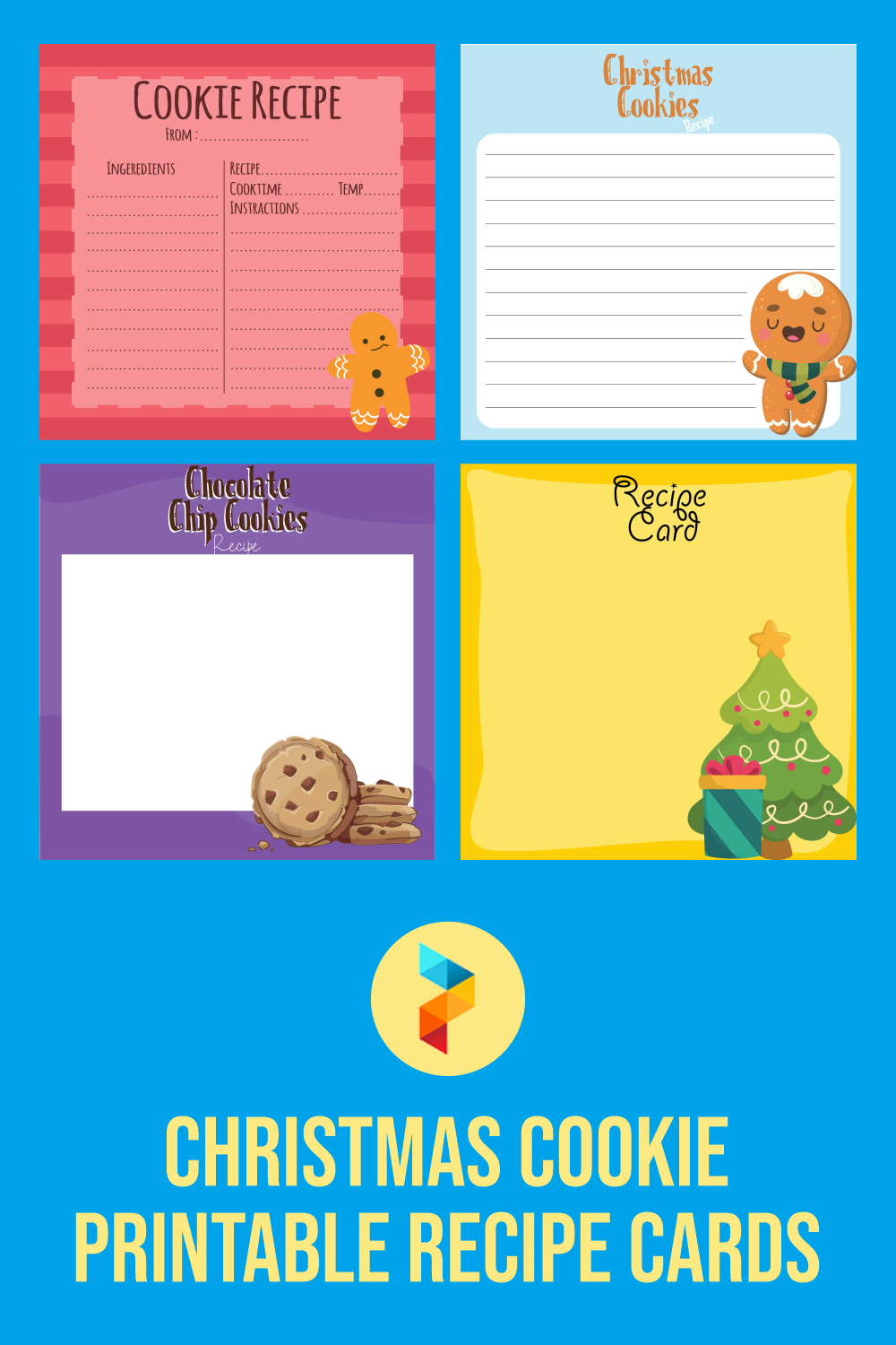 7 Best Christmas Cookie Printable Recipe Cards - printablee.com