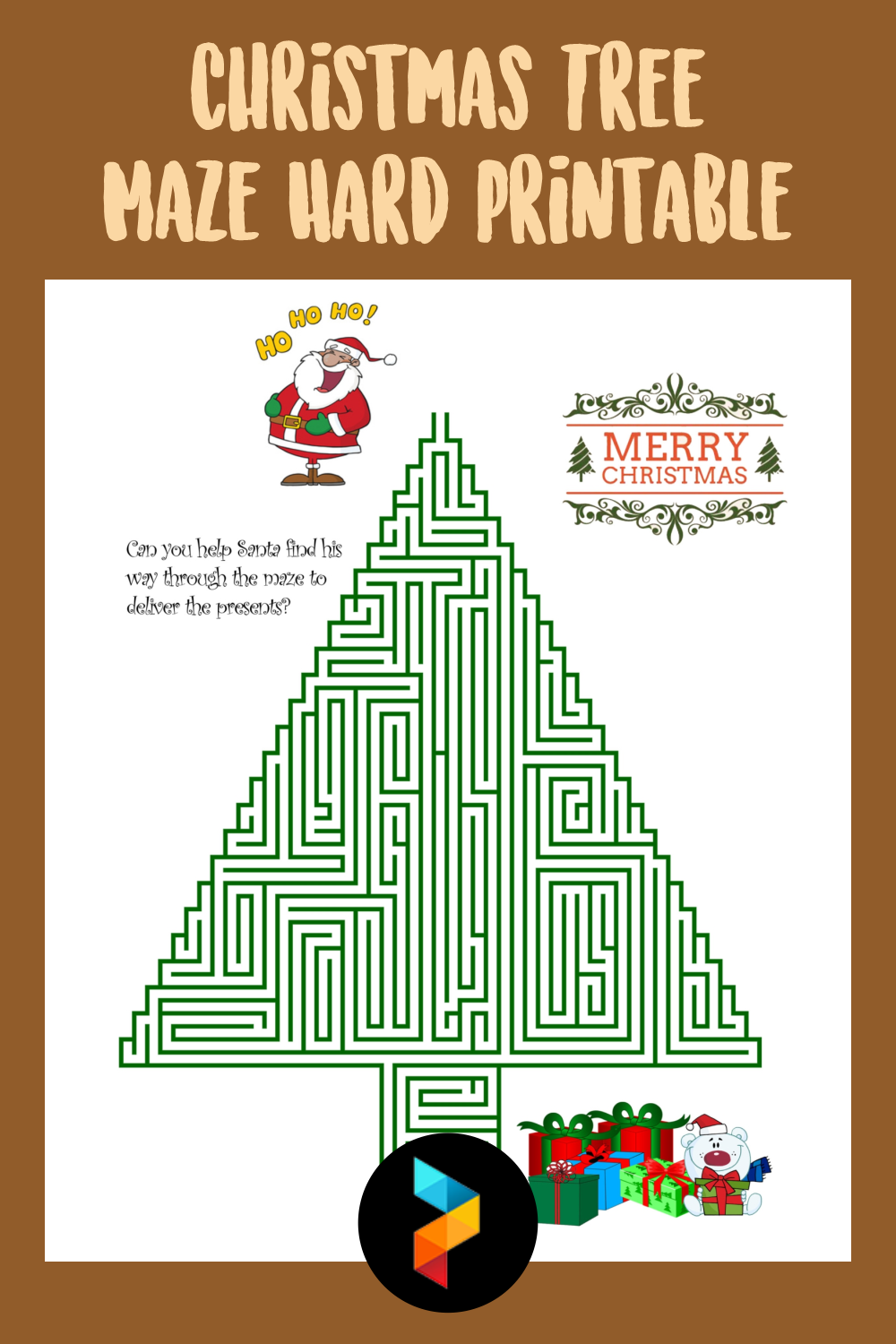 Christmas Tree Maze Hard Printable