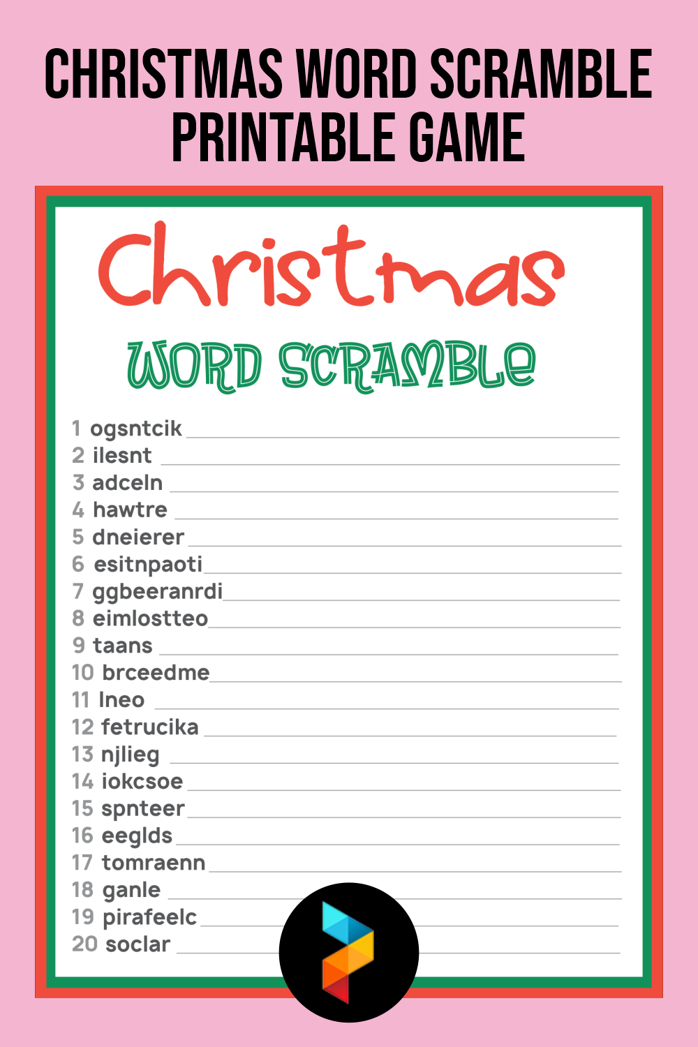 10 Best Christmas Word Scramble Printable Game Printablee