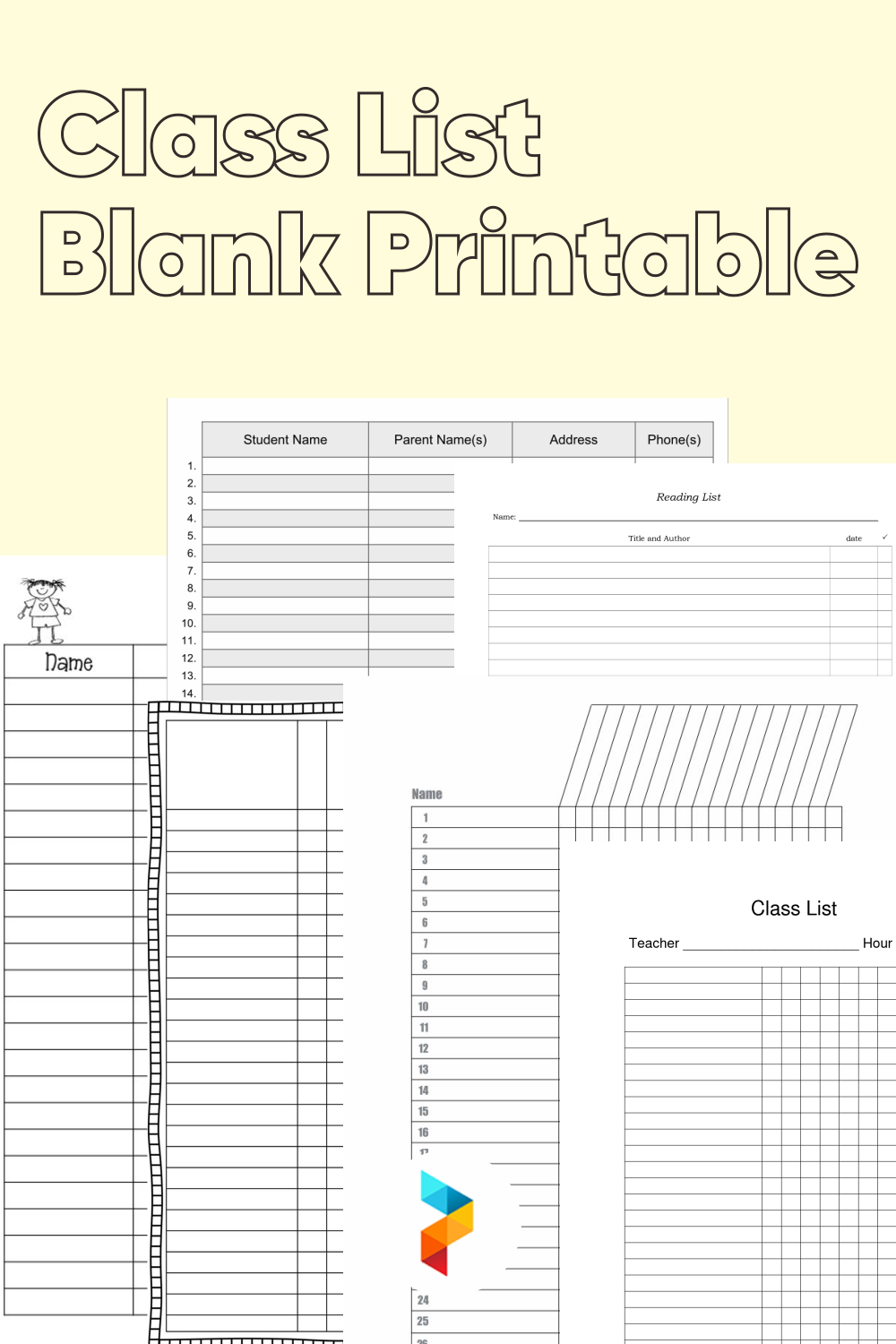 Class List Blank Printable