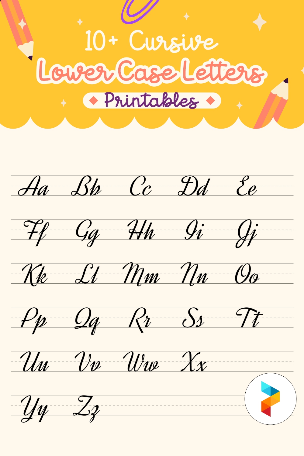 4 Inch Free Printable Individual 151 Cursive Lowercase Letter