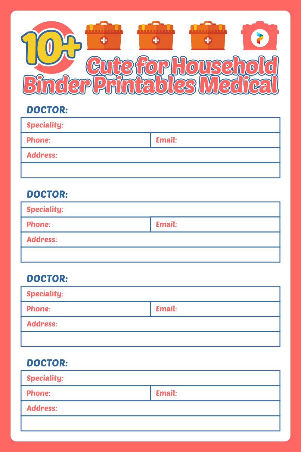 Cute For Household Binder Printables Medical