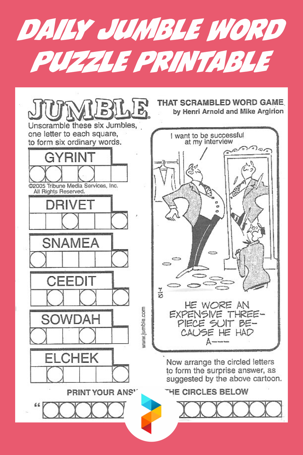 10 Best Daily Jumble Word Puzzle Printable