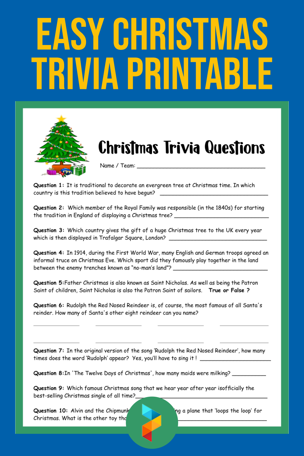 Easy Christmas Trivia Printable