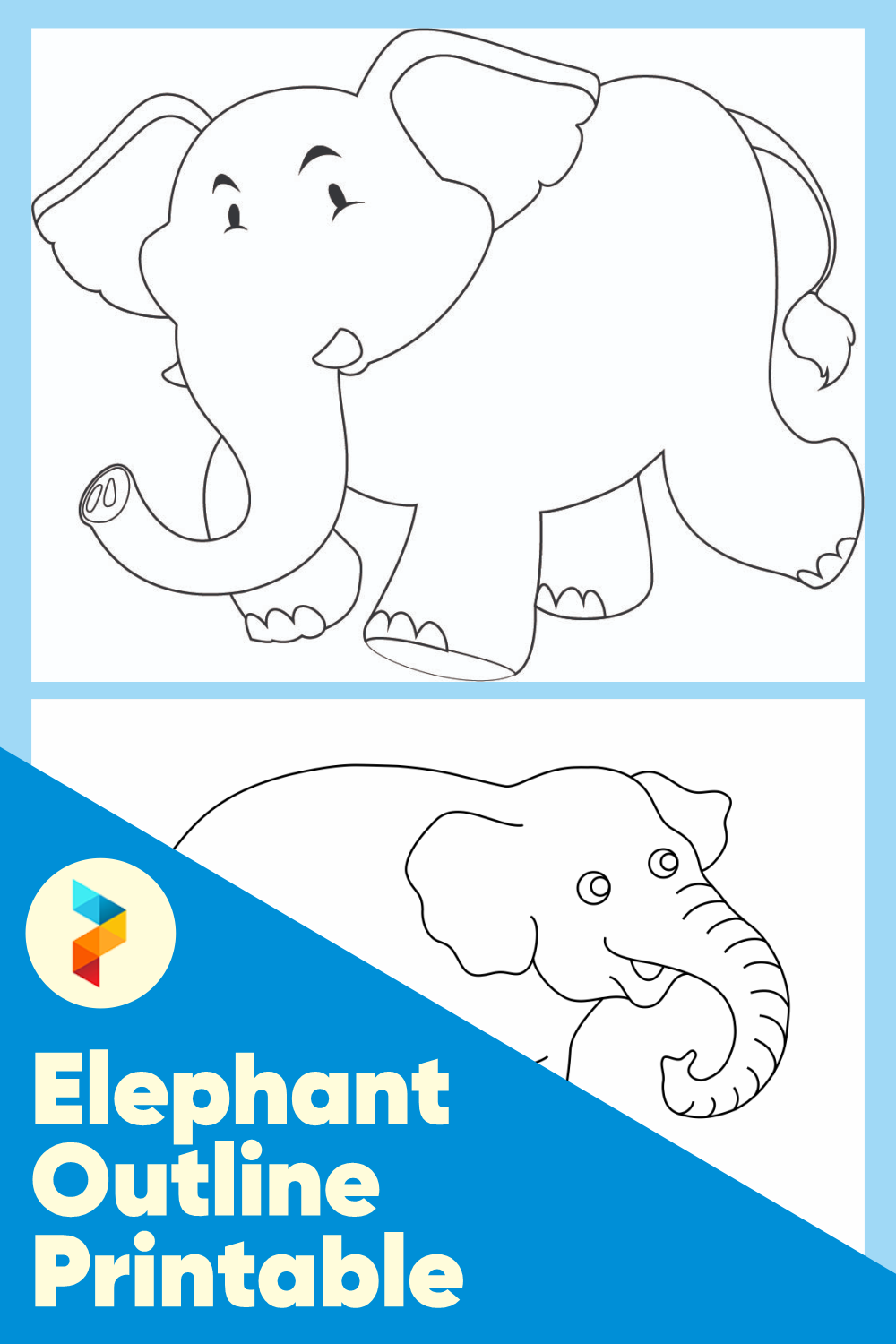 two elephants outline