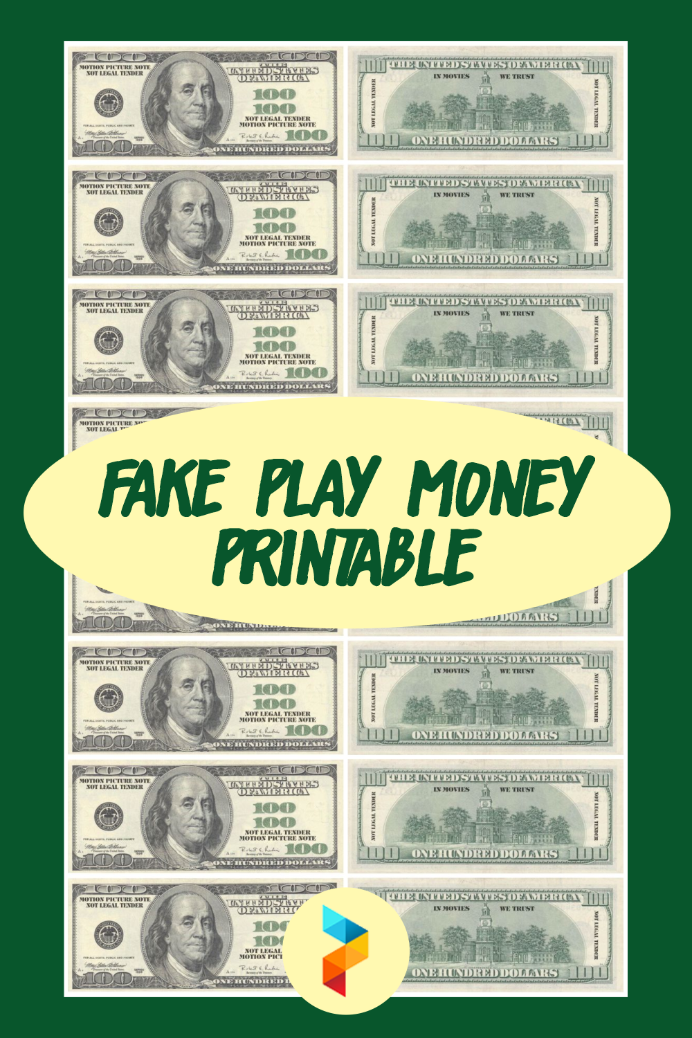 Fake Printable Play Money