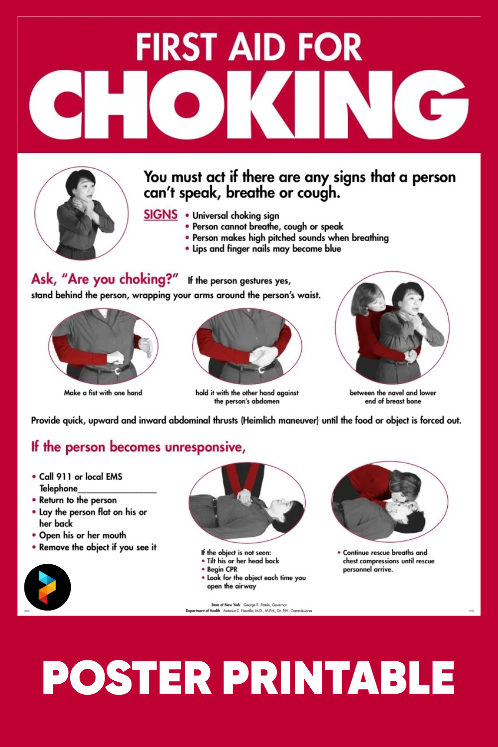 First Aid Choking Poster - 10 Free PDF Printables | Printablee