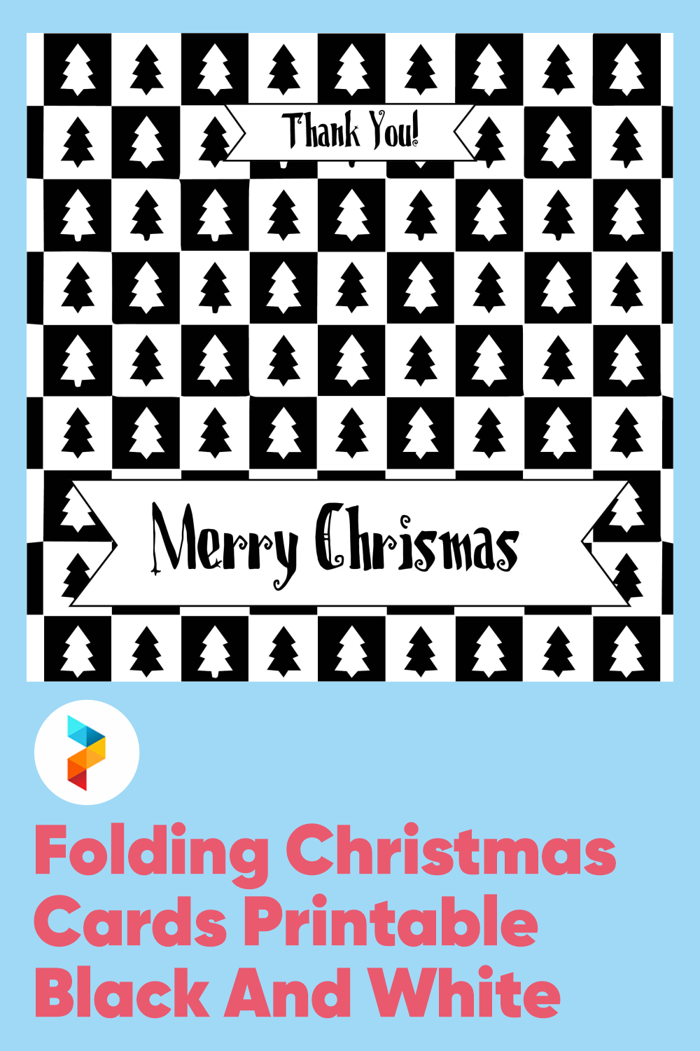 Folding Christmas Cards  Black And White