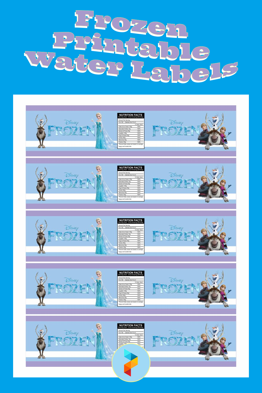 free frozen water bottle printables