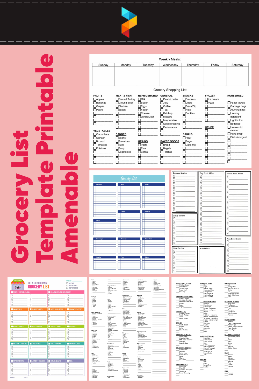Grocery List Template Printable Amenable