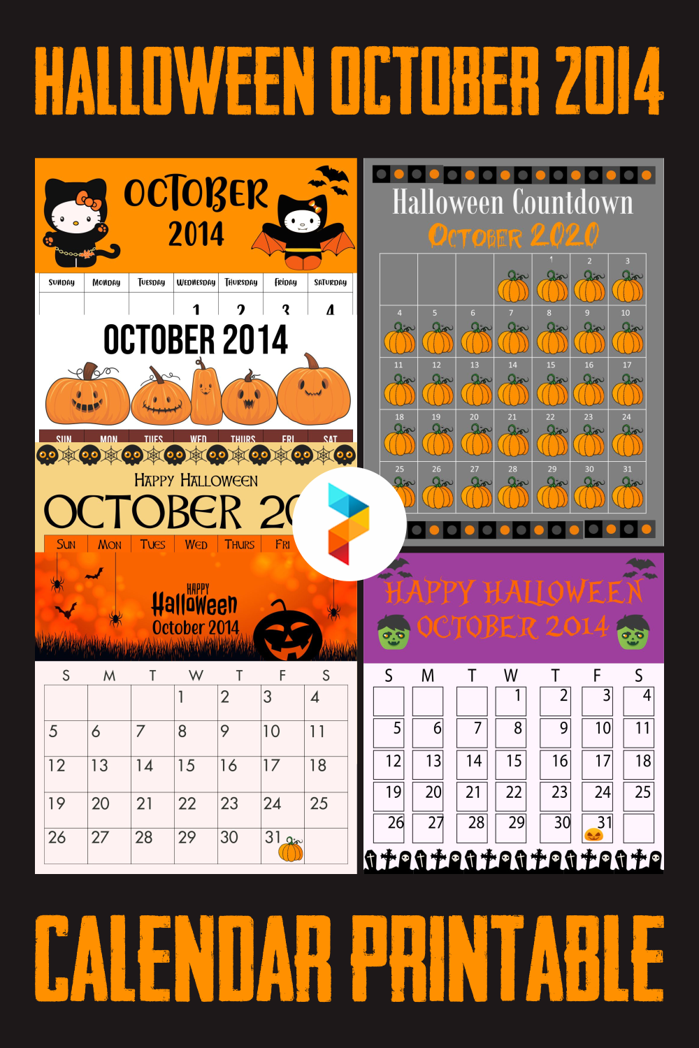 6 Best Halloween October 2014 Calendar Printable printablee com