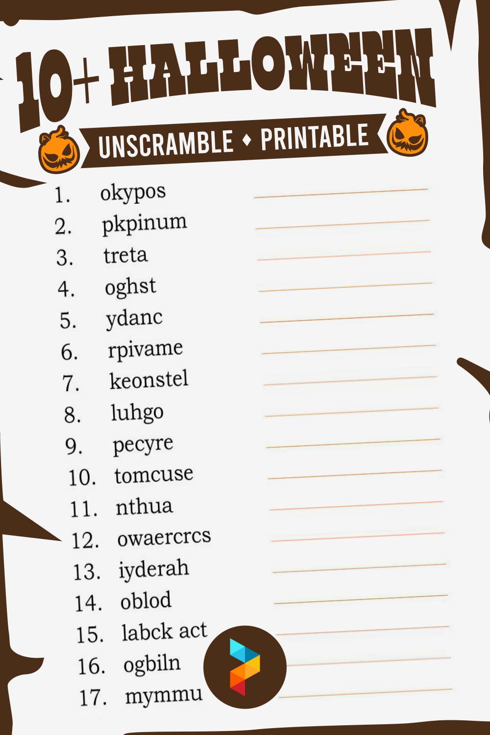 Halloween Unscramble