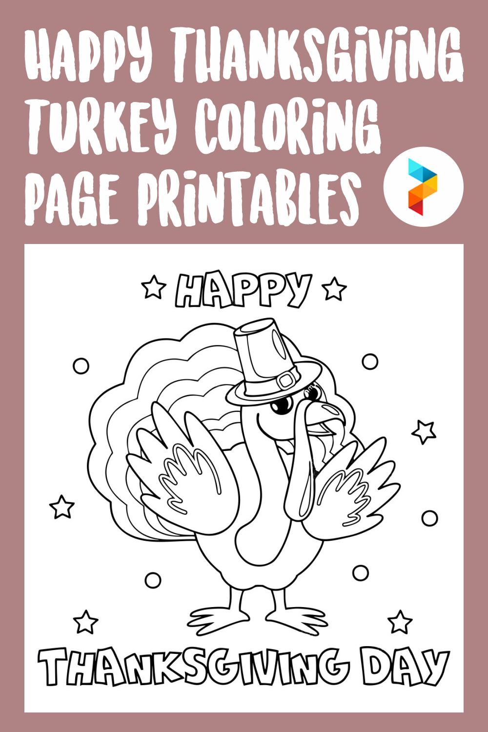 Happy Thanksgiving Turkey Coloring Page