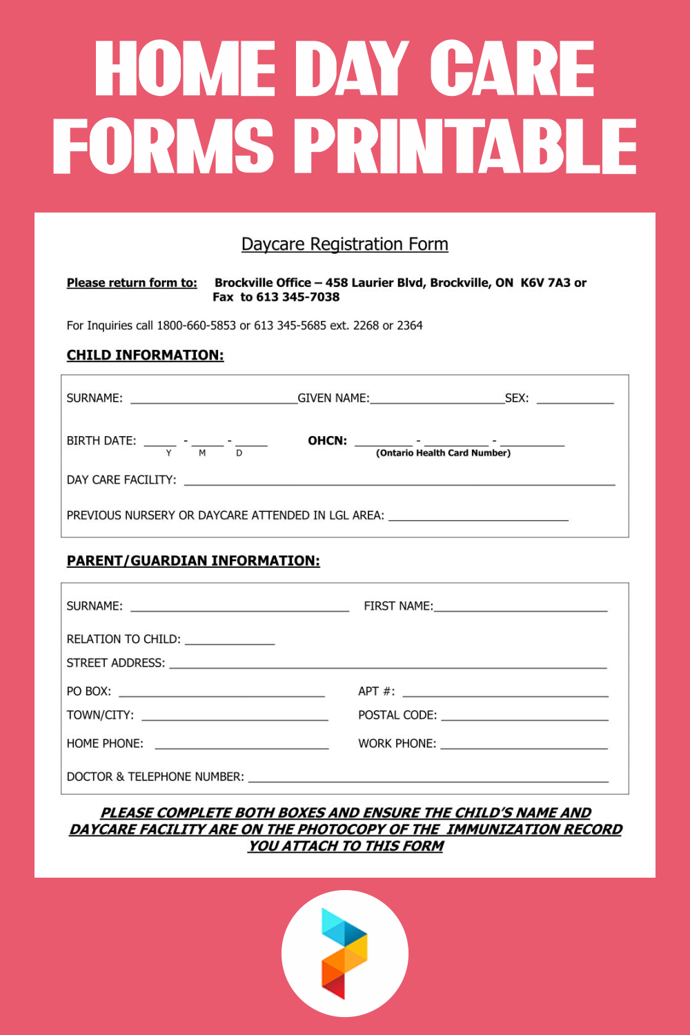 Home Day Care Forms 10 Free PDF Printables Printablee   Home Day Care Forms Printable Pin 219687 