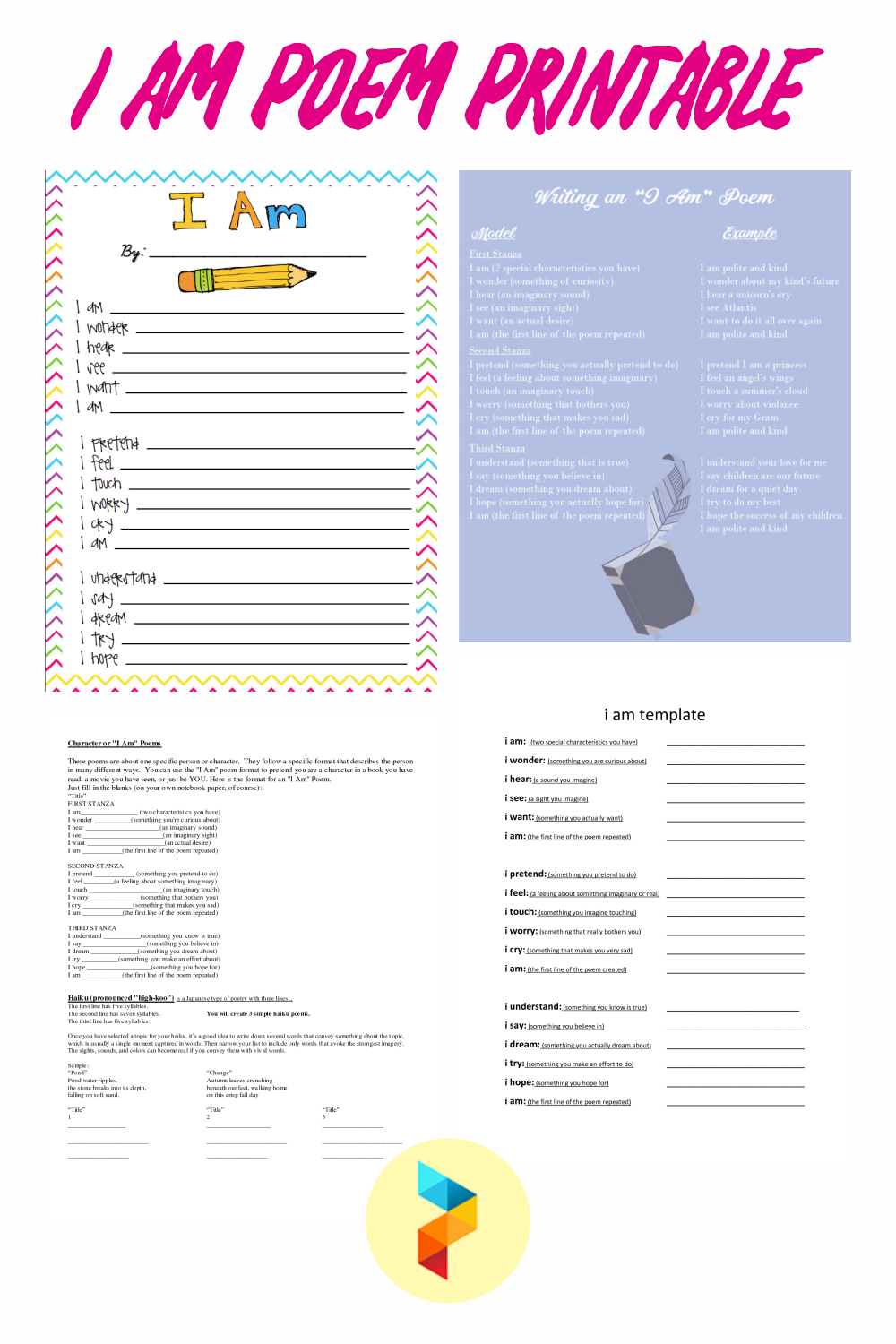 11 Best I AM Poem Printable - printablee.com Pertaining To I Am Poem Worksheet