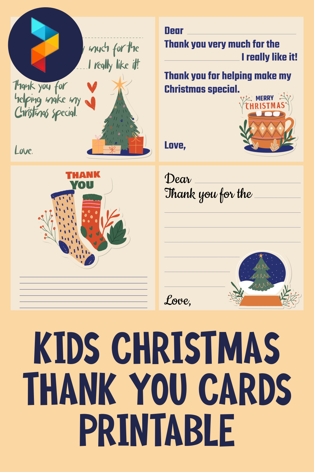 Kids Christmas Thank You Cards