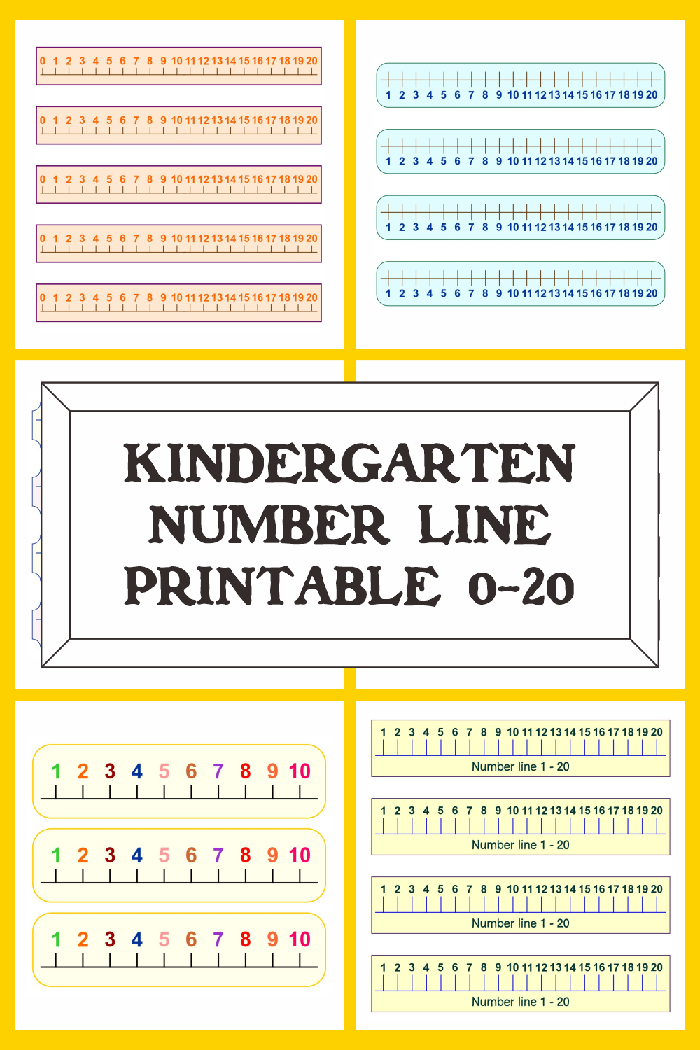 Kindergarten Number Line Printable 0-20