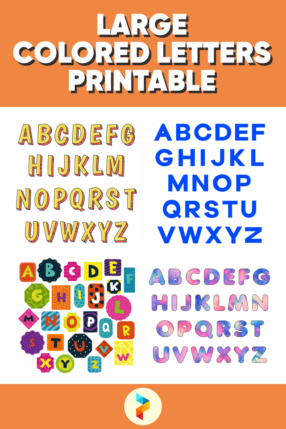 Large Colored Letters Printable