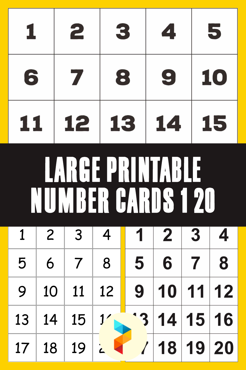 Large Printable Number Cards 1 20