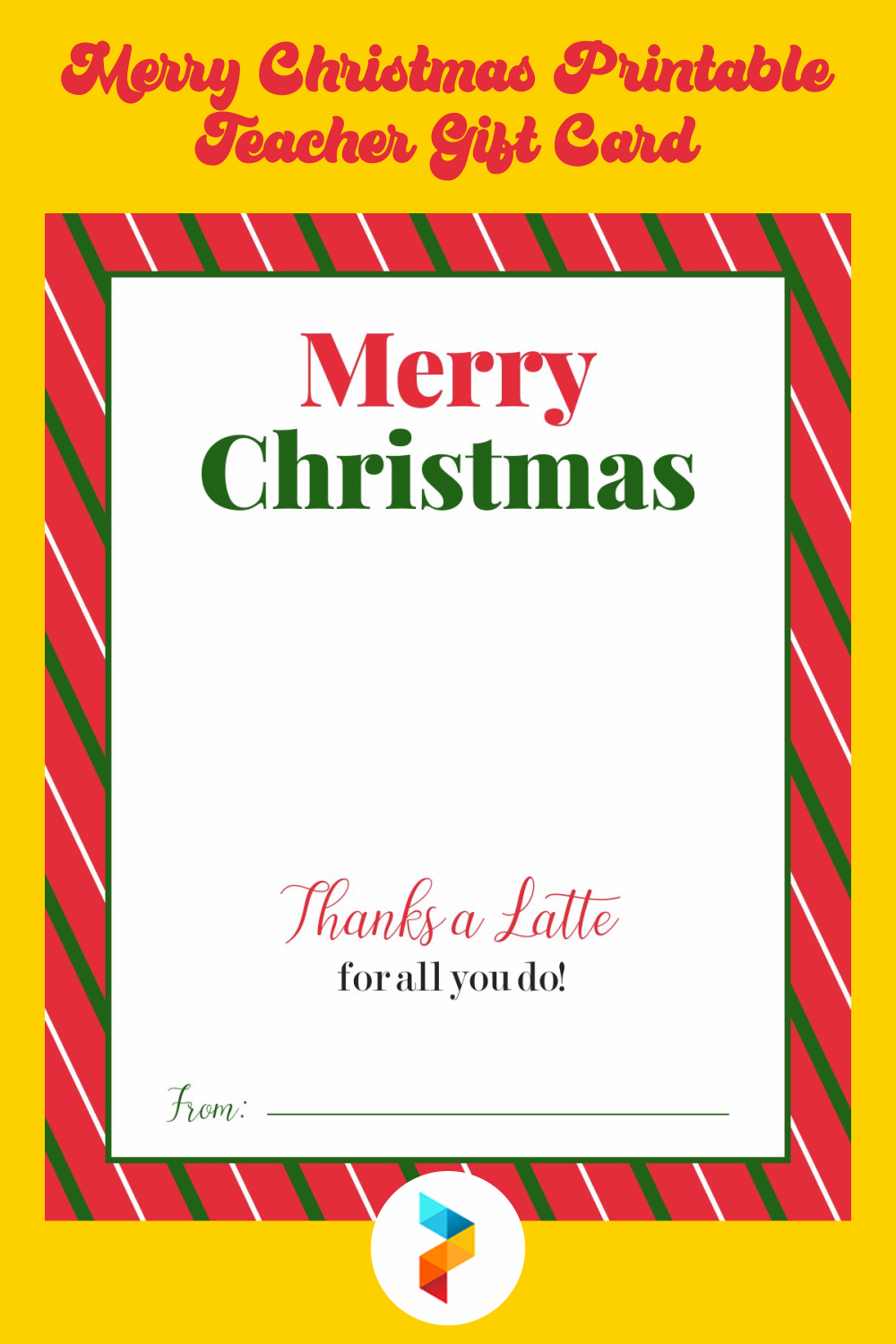 Merry Christmas Printable Teacher Gift Card