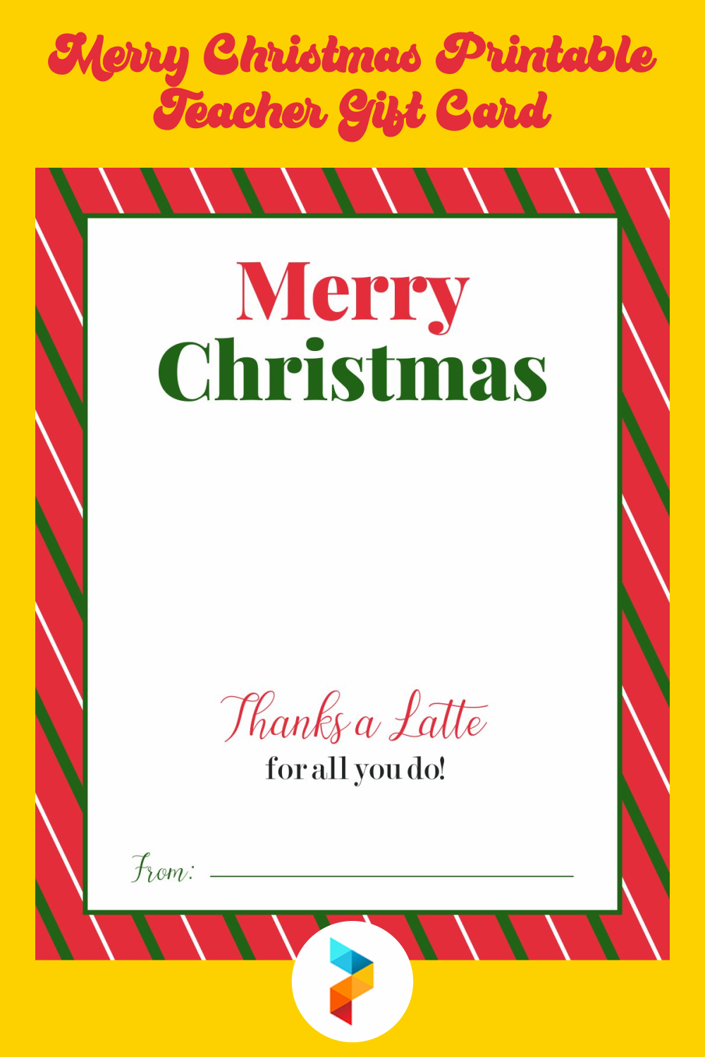 Merry Christmas Teacher Gift Card 7 Free PDF Printables Printablee