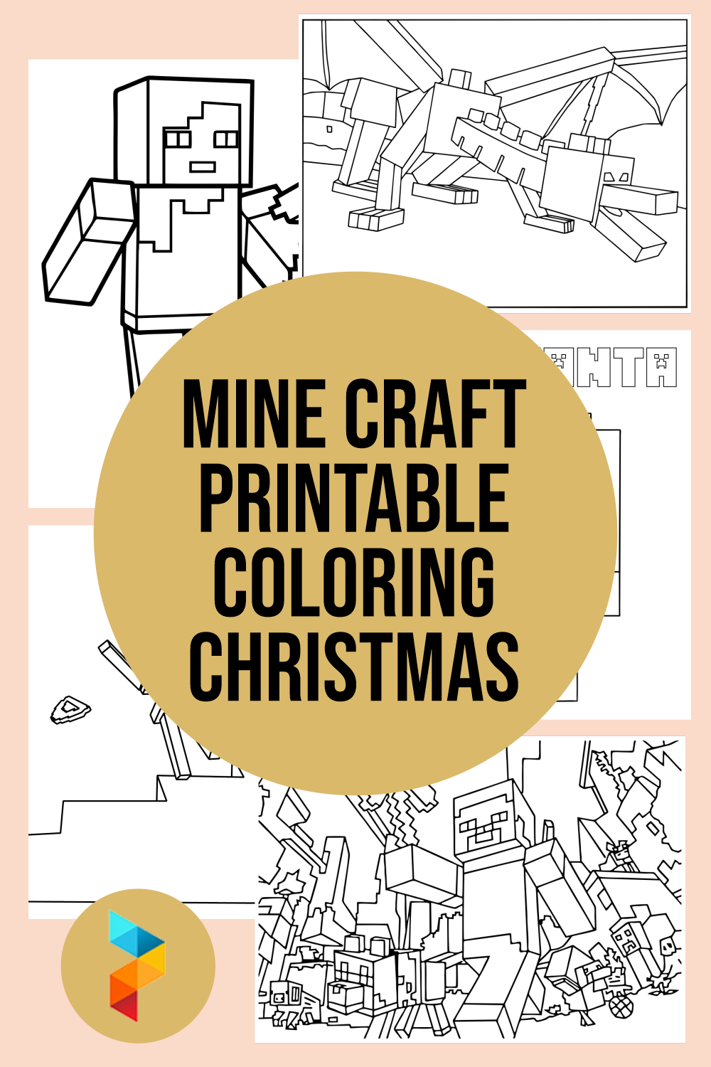 Mine Craft Printable Coloring Christmas