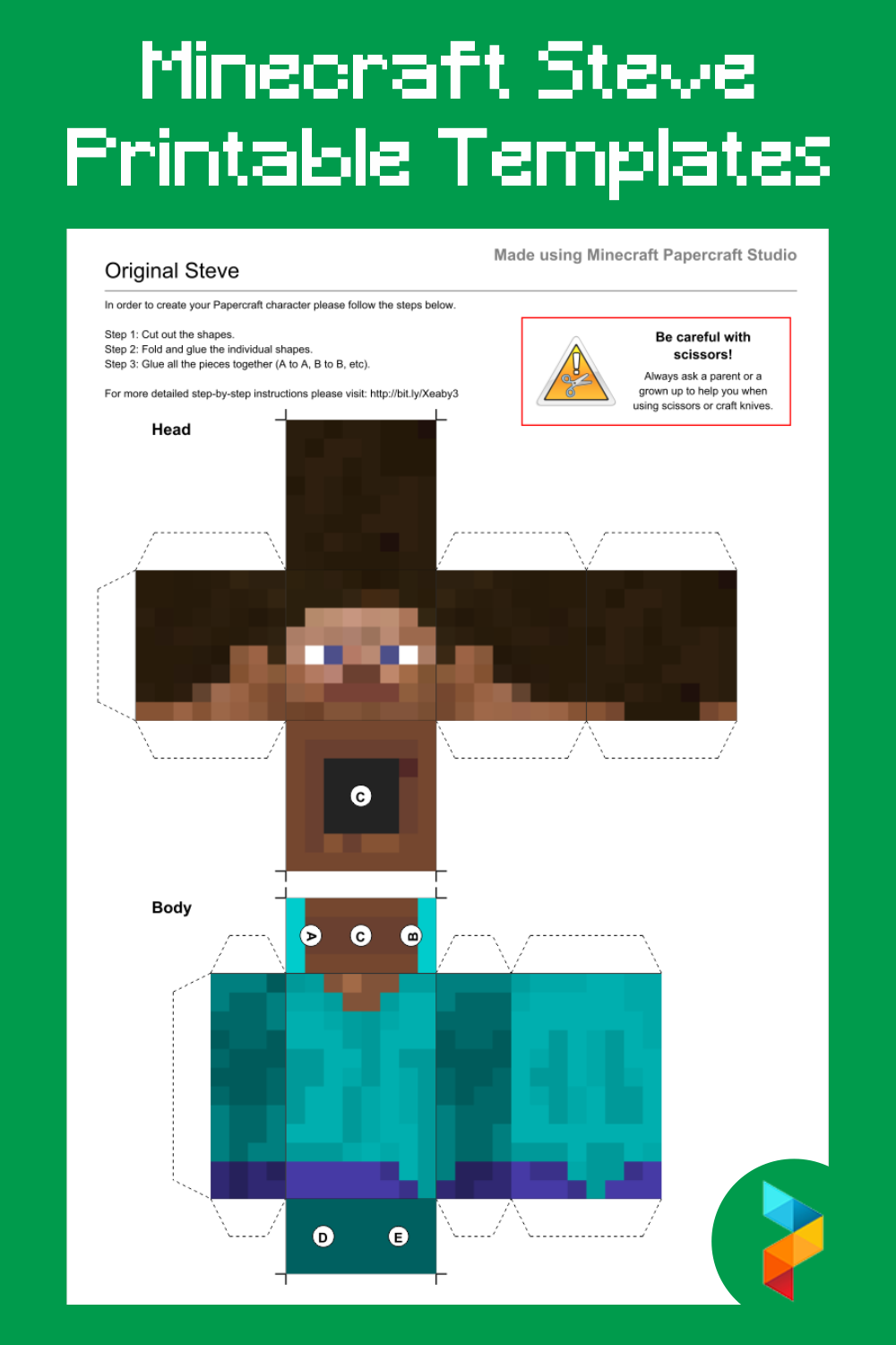 minecraft steve costume template