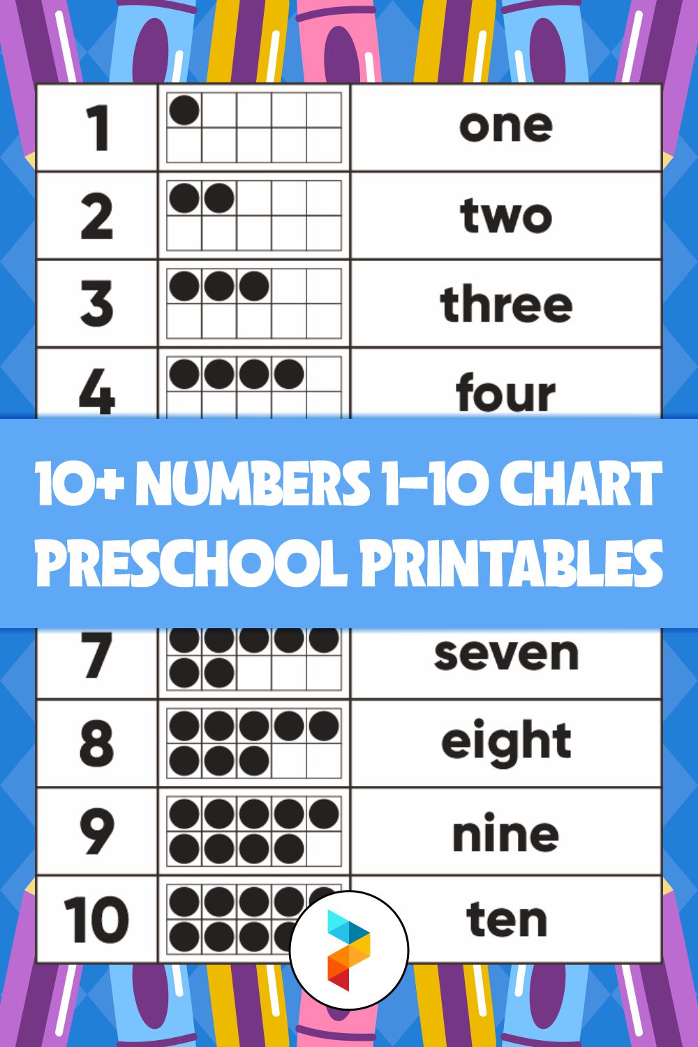 Numbers 1 10 Chart Preschool Printables