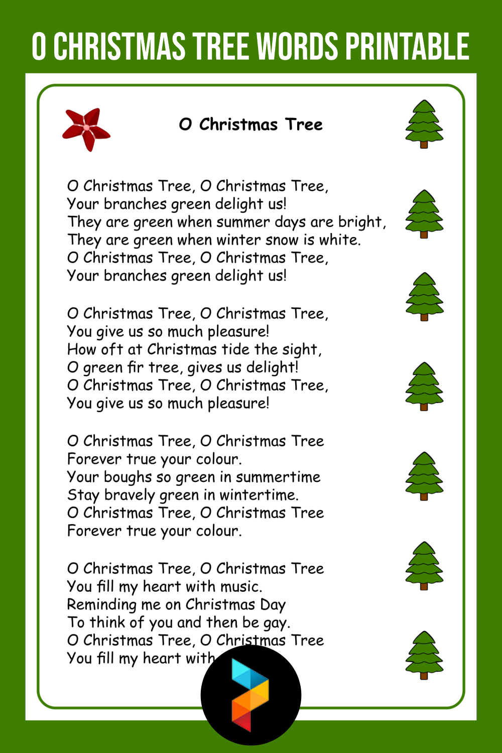 O Christmas Tree Words Printable