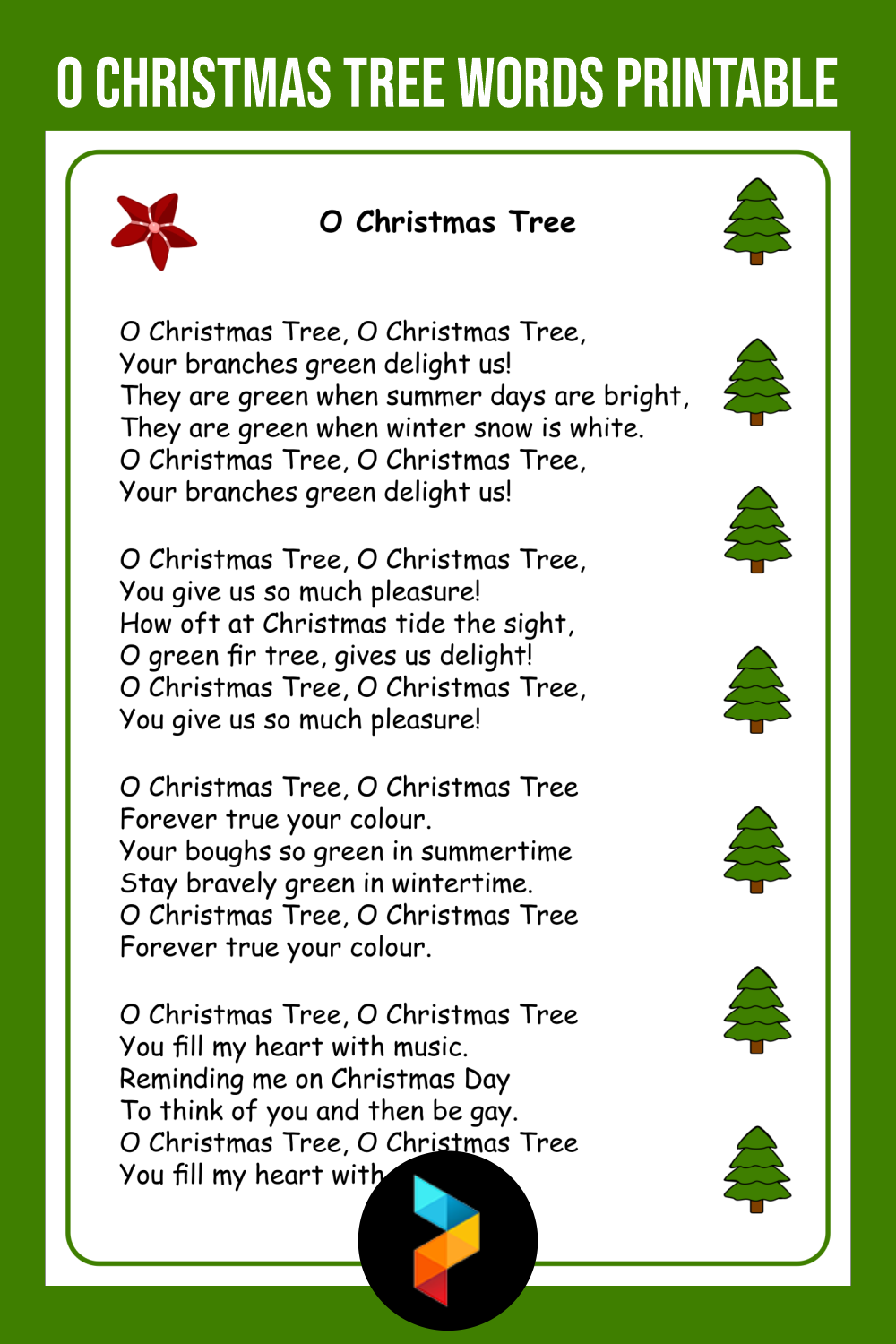 O Christmas Tree Words