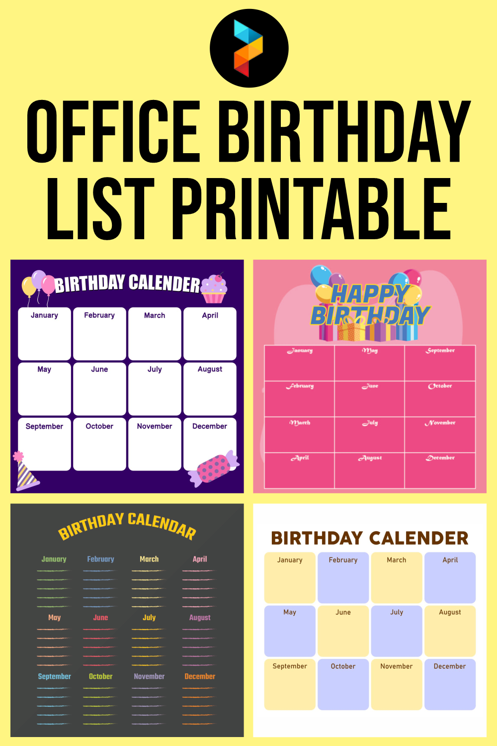 Office Birthday List Printable