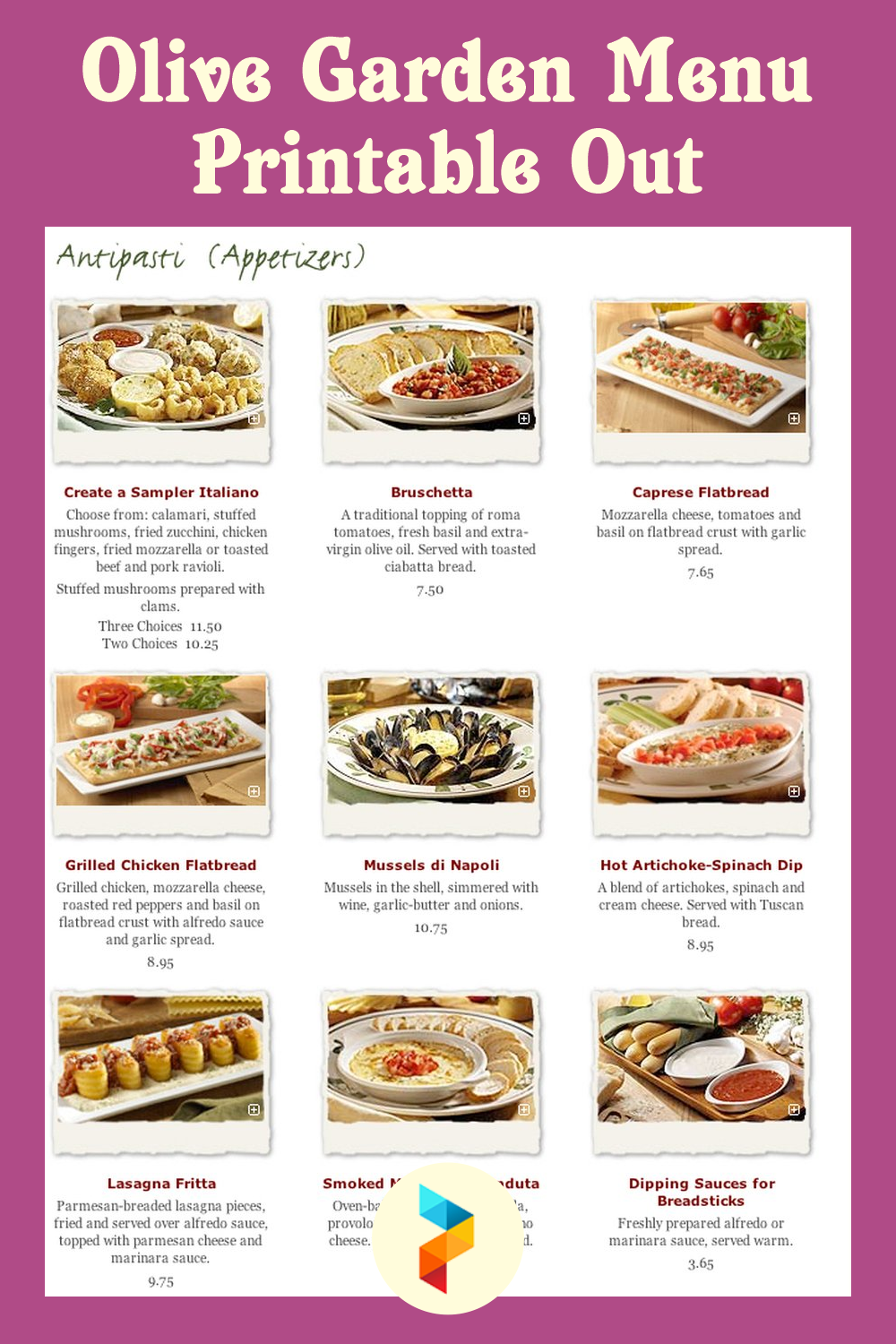 Printable Olive Garden Menu Printable World Holiday