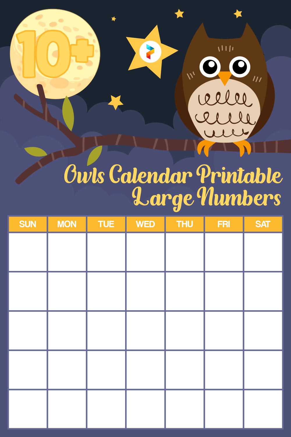 Owls Calendar Large Numbers