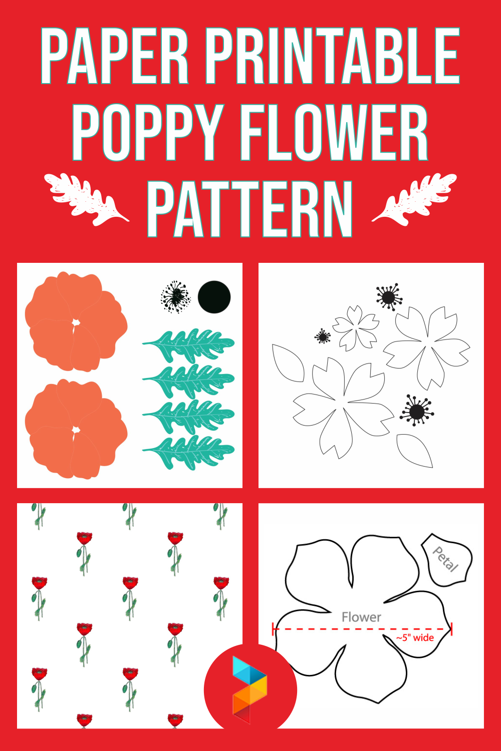 Paper Printable Poppy Flower Pattern
