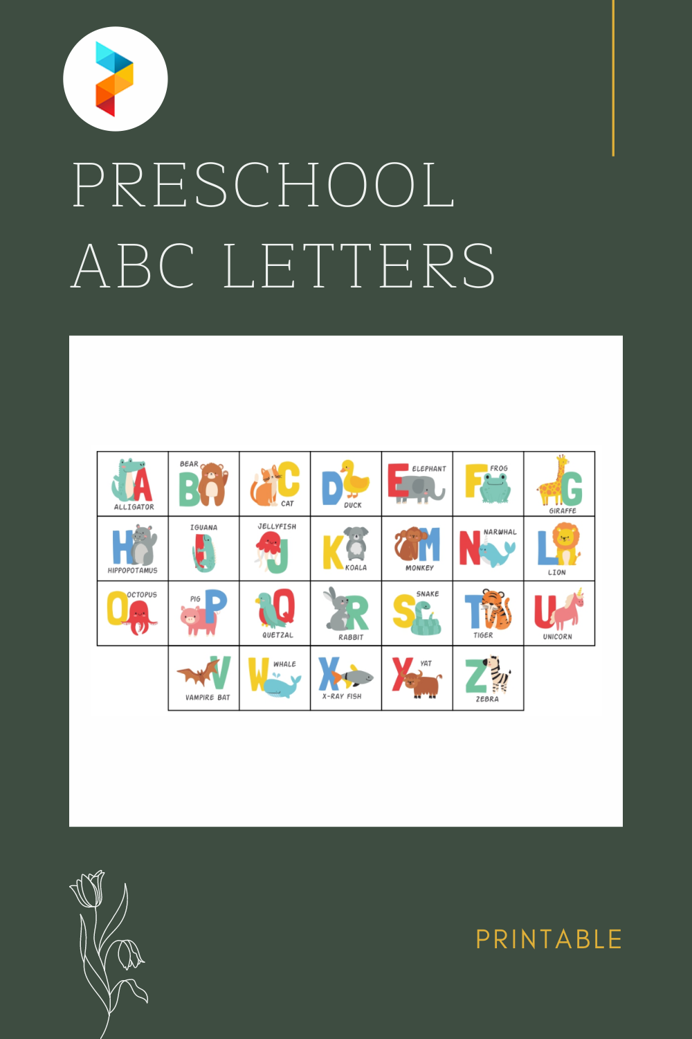 Alphabet Letters With Pictures Printable