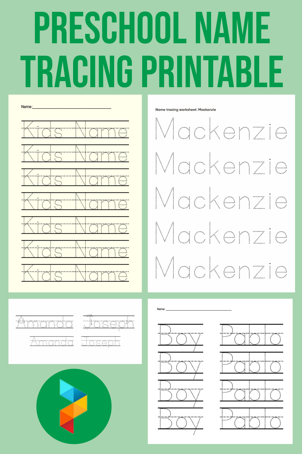 Printable Name Tracing Worksheets Preschool