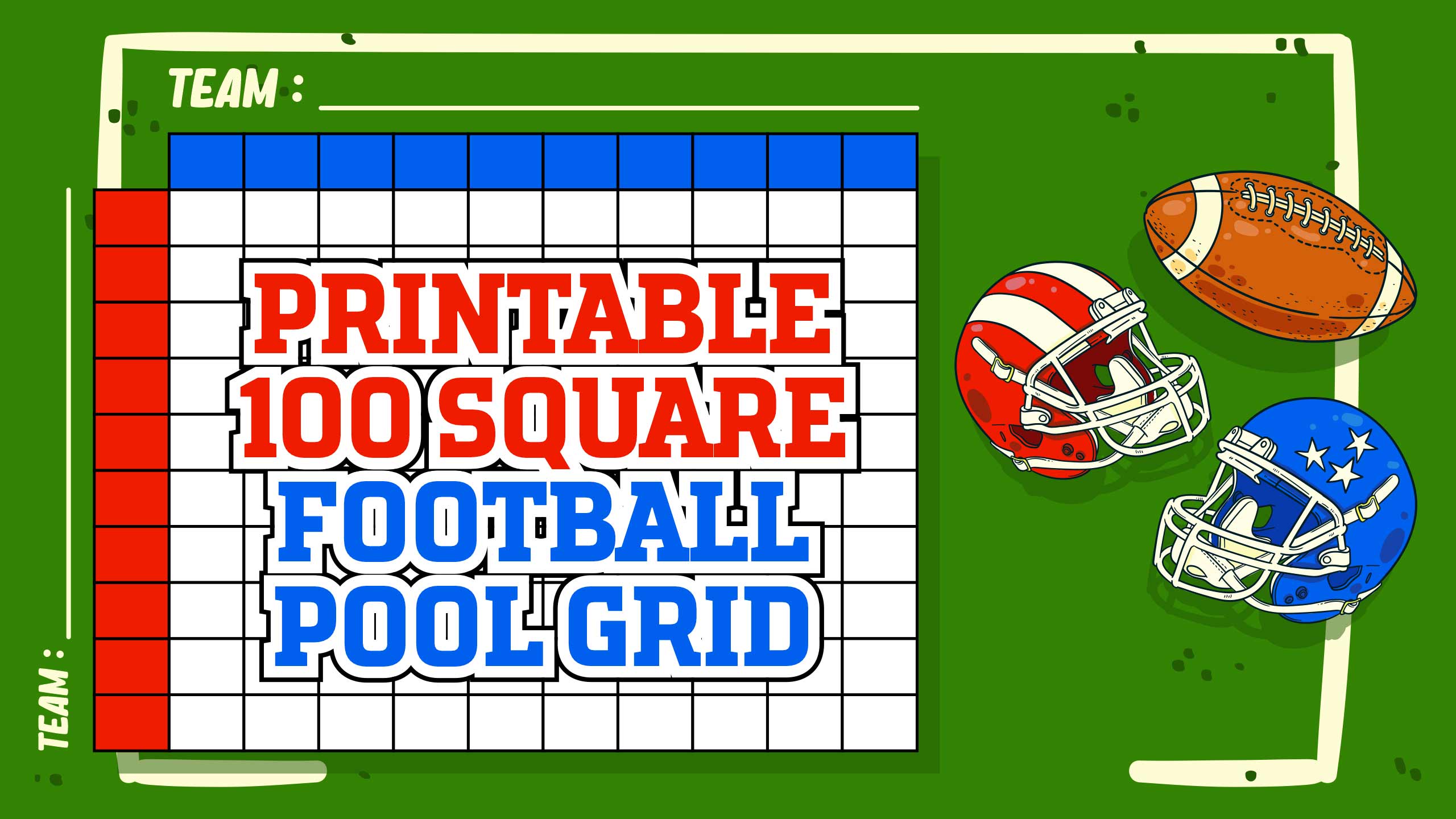 Printable 100 Square Football Pool Grid