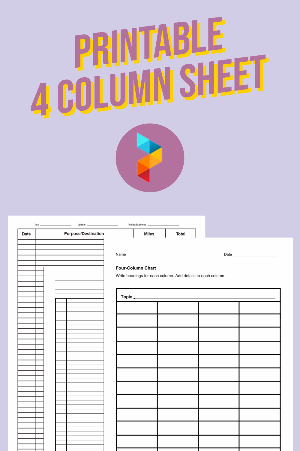 Printable 4 Column Chart Template