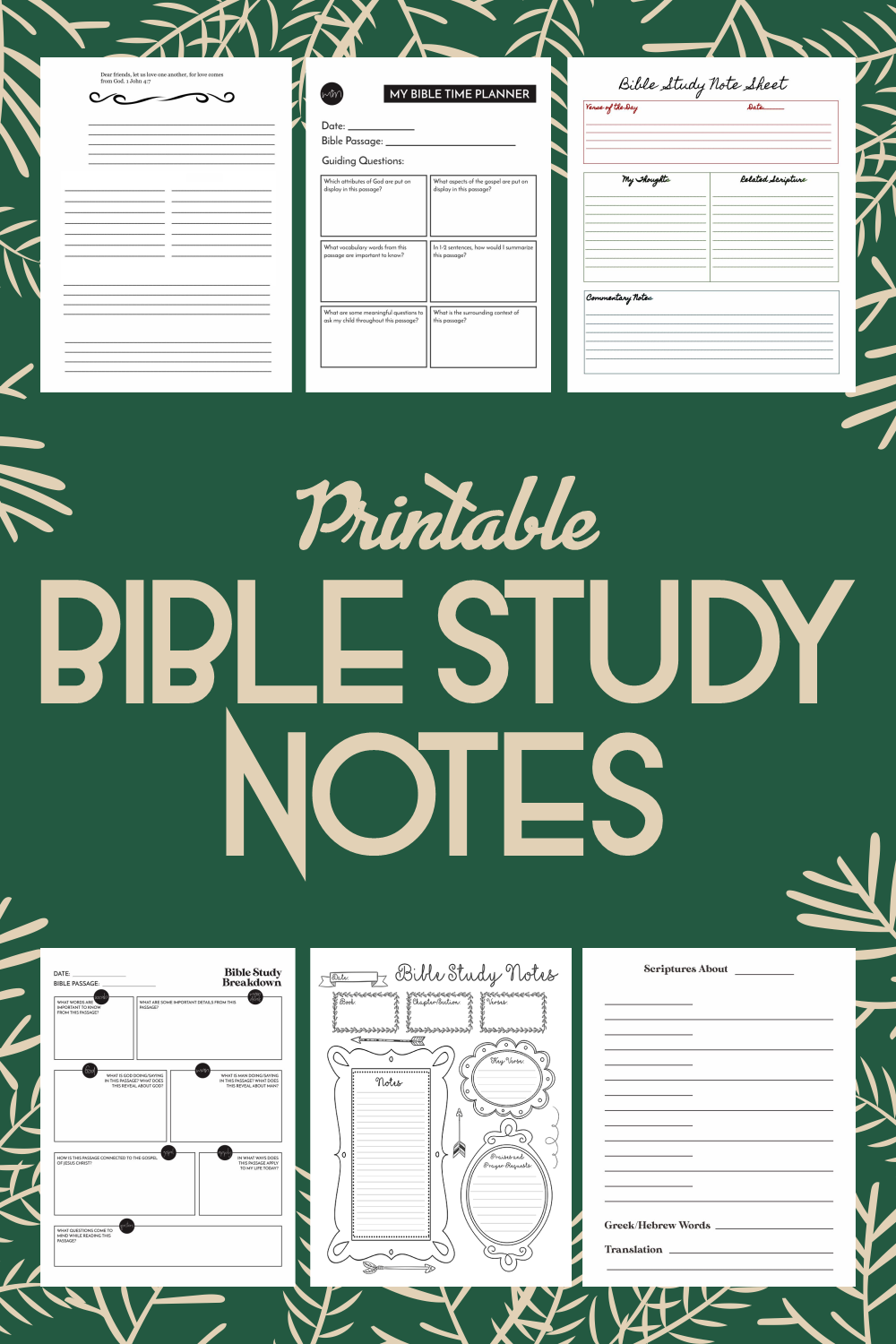 Printable Bible Study Notes